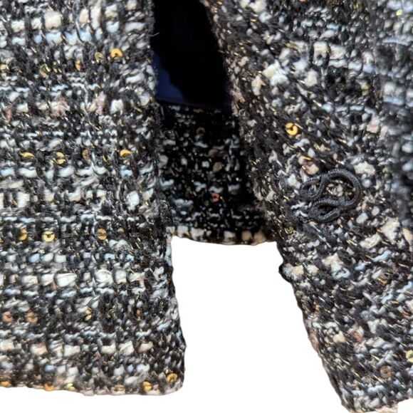 J. Crew Belle Sequin Tweed Jacket Women's Size 0 H2293 Black/White - Picture 7 of 11